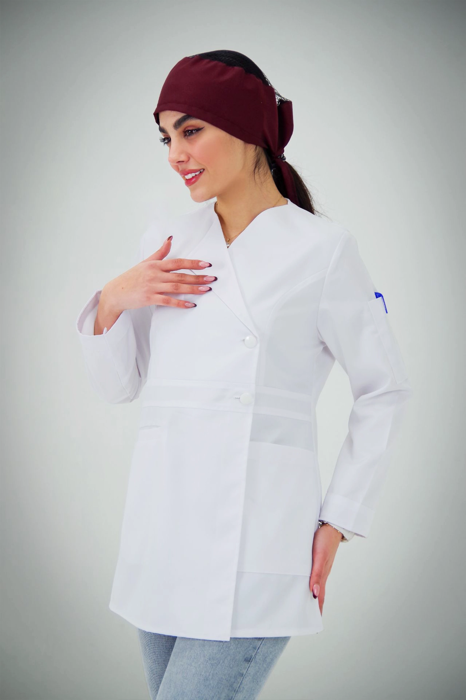 روپوش پزشکی کتی دو دکمه یکطرفه