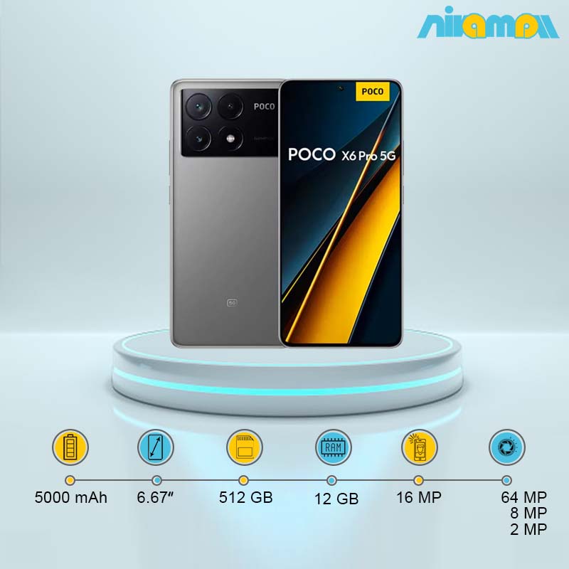 گوشی موبایل شیائومی مدل Poco X6 Pro 5G دو سیم کارت ظرفیت 512 گیگابایت و رم 12 گیگابایت