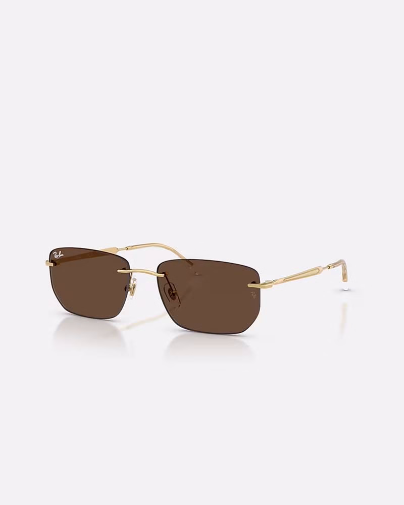 عینک آفتابی اورجینال اسپرت ریبن مدل RayBan RB3768 - بدون فريم دسته طلايي عدسي قهوه اي