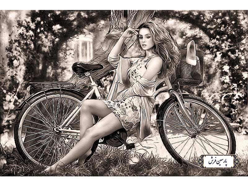 نخ و نقشه تابلو فرش دختر و دوچرخه - کد NC6362