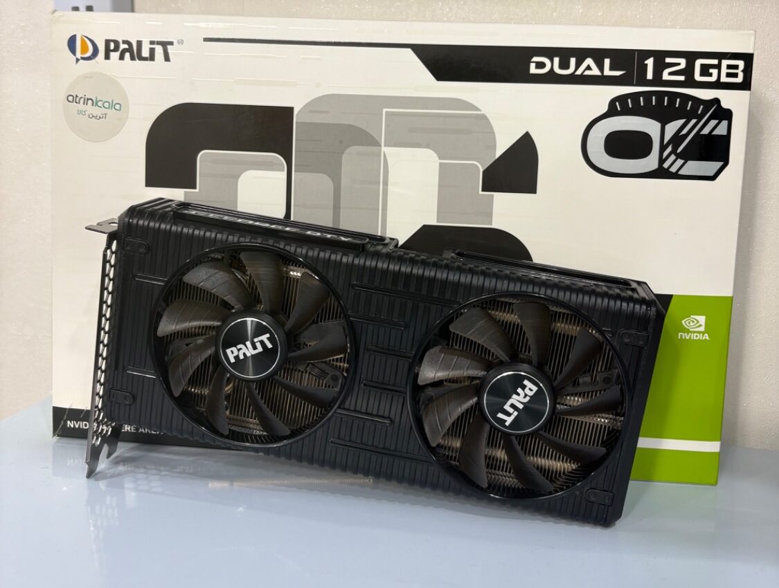کارت گرافیک پلیت مدل RTX 3060 DUAL حافظه 12گیگابایت استوک در حدنو+کارتن اصلی