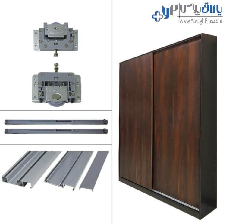 مکانیزم درب ریلی کمد تاپ لاین توکار اسلیم دو درب ملونی 11010
