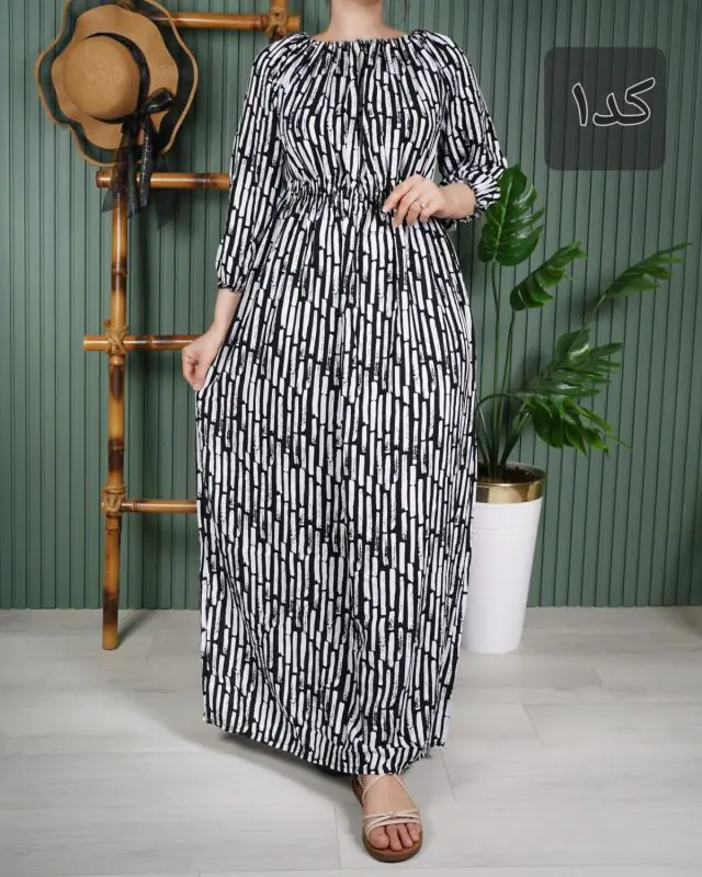 پیراهن ساحلی زنانه نخی U7615 - کد-1