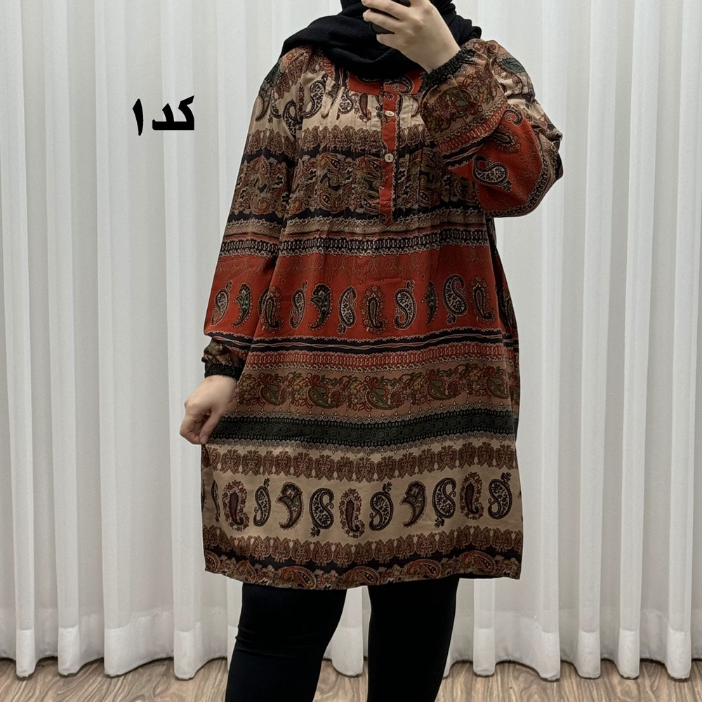 تونیک سایزبزرگ وارداتی مدل ترمه افقی کد 1617 - کد-1, 8