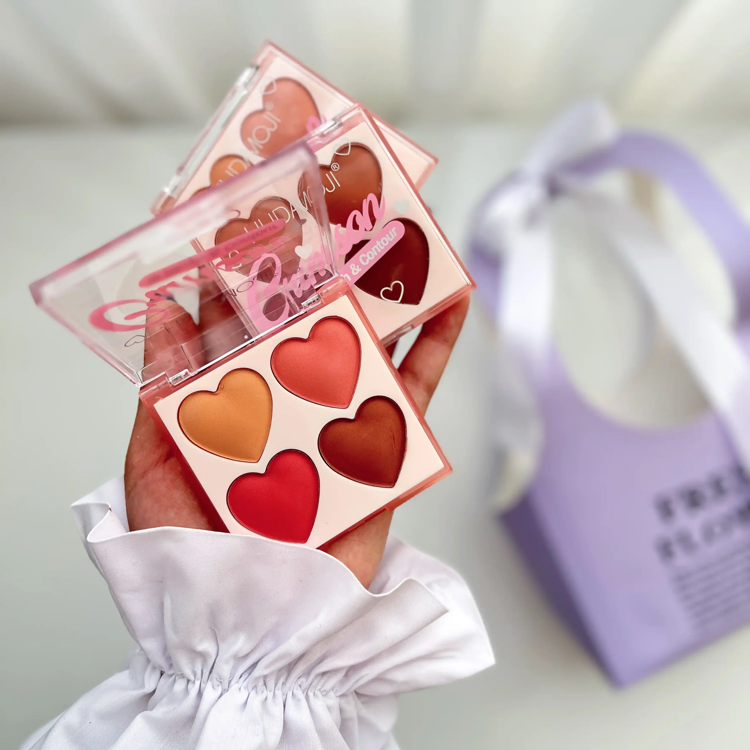 رژگونه پالت قلبی ۴ تایی هدی موجی Hudamoji Blush & Contour