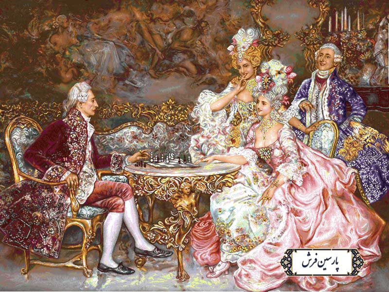 نخ و نقشه تابلو فرش طرح شطرنج باز - کد NF2349