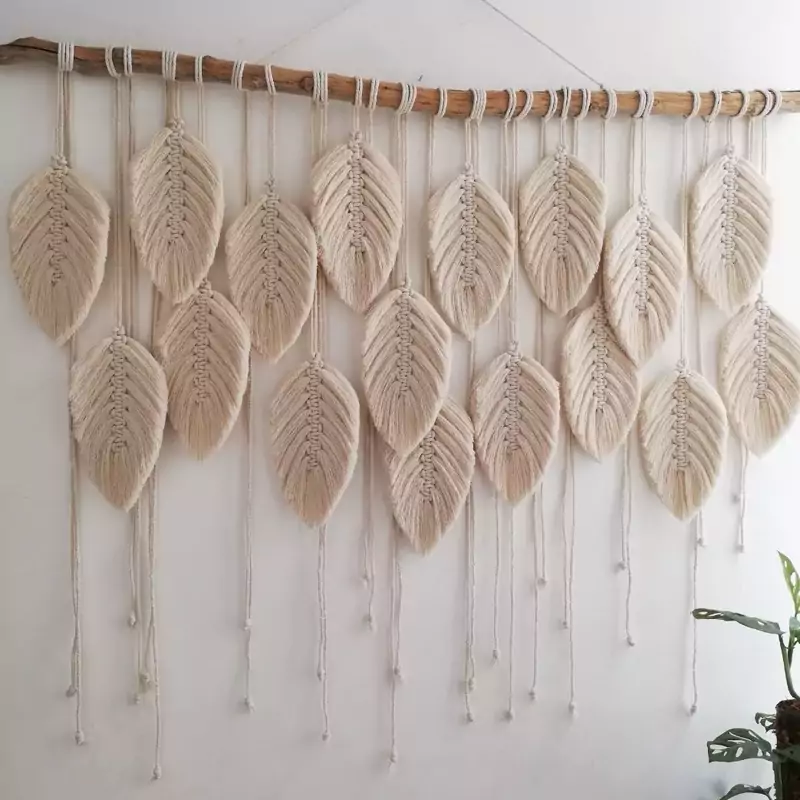 دیوارکوب برگ مکرومه بافی شیری