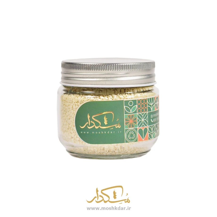 کنجد سفید شیشه کوچک 100 گرمی