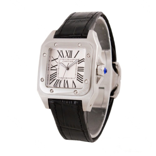 ساعت کارتیه زنانه سیلور مشکی صفحه سفید Cartier-5593-L