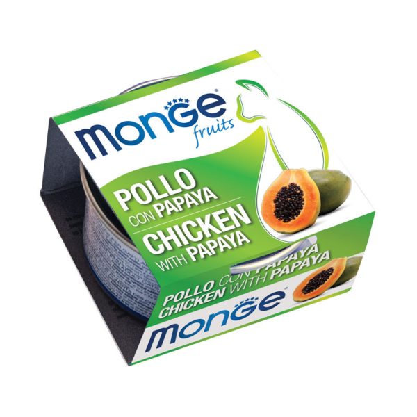 کنسرو گربه بالغ مونژه مرغ و پاپایا Monge Fruits Chicken And Papaya وزن 85 گرم
