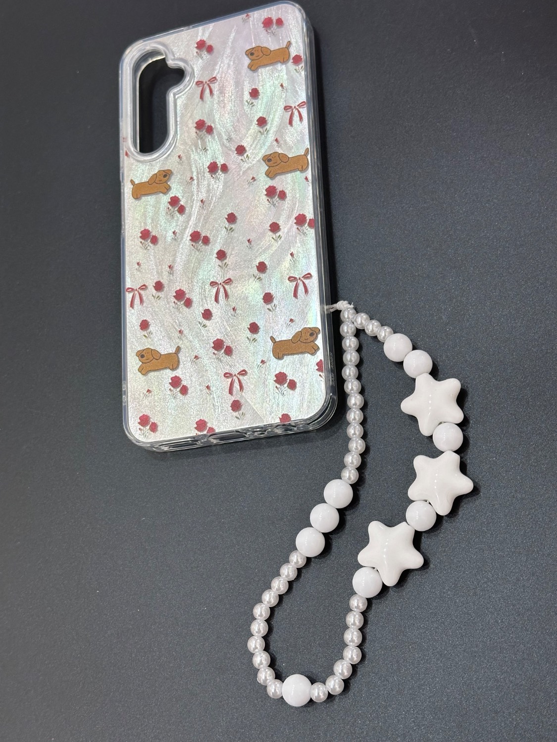 قاب گل قرمز پاپی سنگ آویزدار برای گوشی شیائومی NOTE 14s 4G