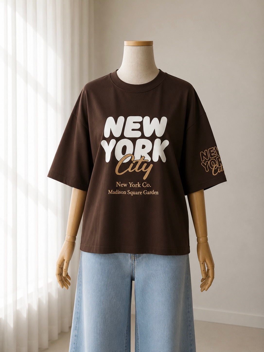 تیشرت باکسی چاپ برجسته new york