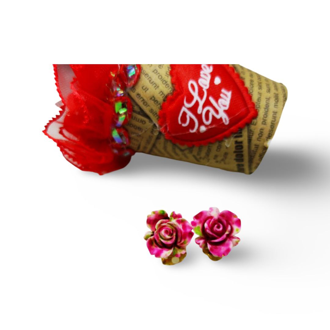 گوشواره کلیپسی استیل مدل گل رنگی