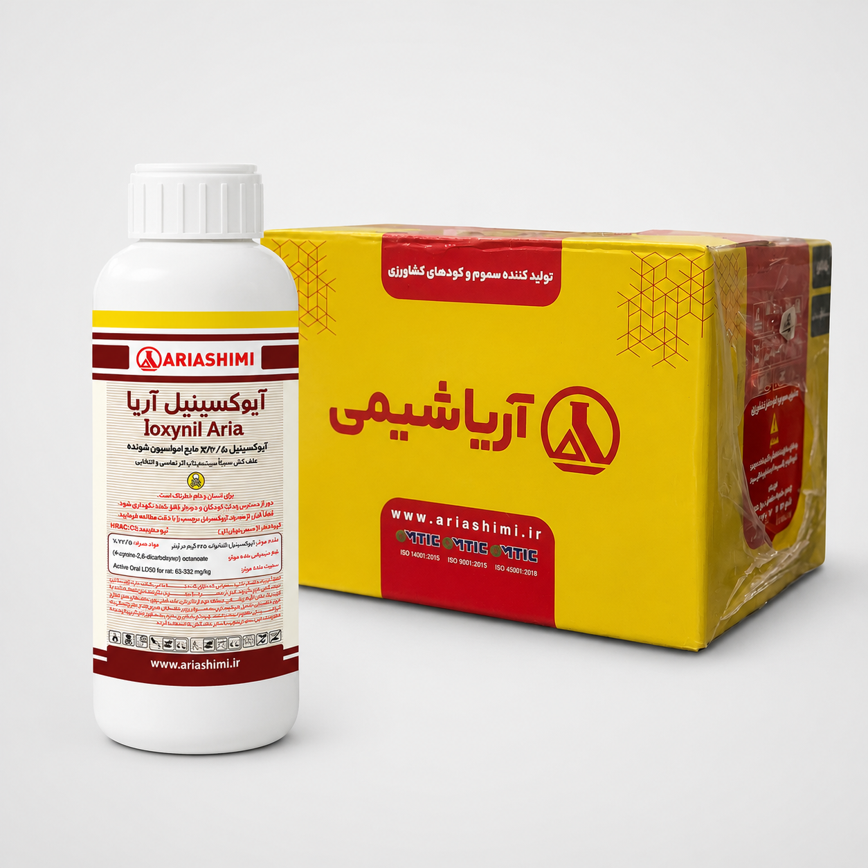 علف کش آیوکسینیل اکتانوات ۲۲.۵٪ EC آریاشیمی – بطری ۱ لیتری (فروش عمده – کارتن ۱۲ عددی)