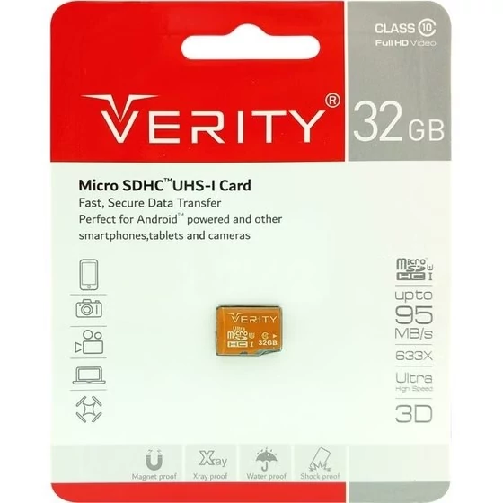 کارت حافظه microSDHC وریتی مدل 633 Ultra کلاس 10 استاندارد UHS-I U1 سرعت 95MBps ظرفیت 32 گیگابایت