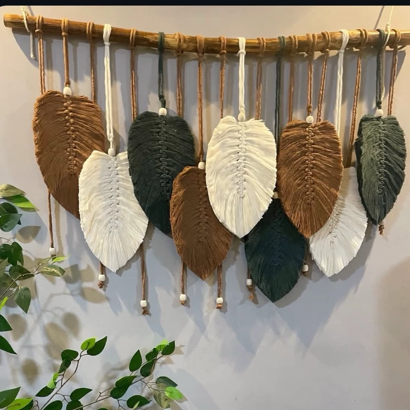 دیوارکوب برگ مکرومه بافی طرح ریما