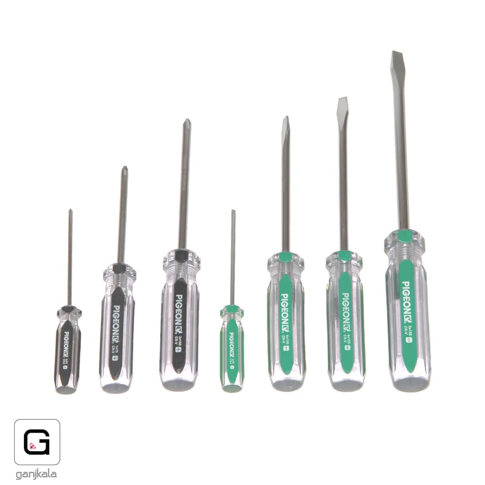 پيچ گوشتی سری 7 عددی دسته سبز و مشکی پیژن
