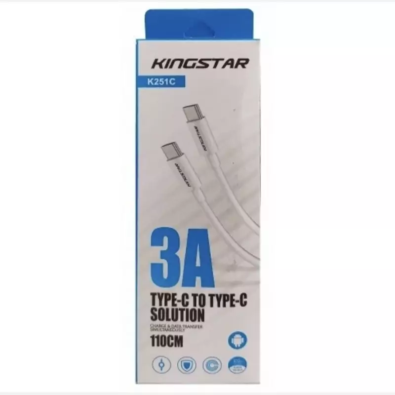 کابل شارژ کینگ استار Type-C به Type-C مدل KINGSTAR K251C (1.1 متری - 3A)