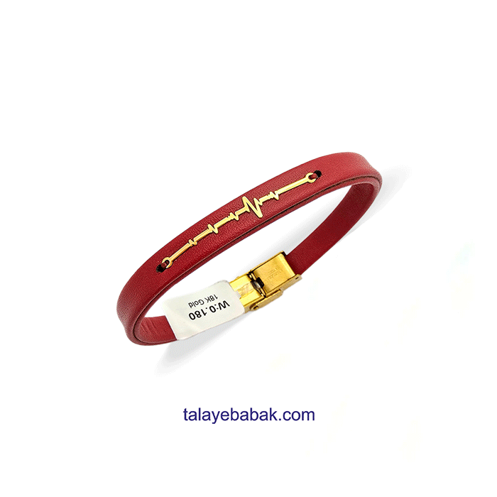 دستبند چرم و طلا ضربان DM503