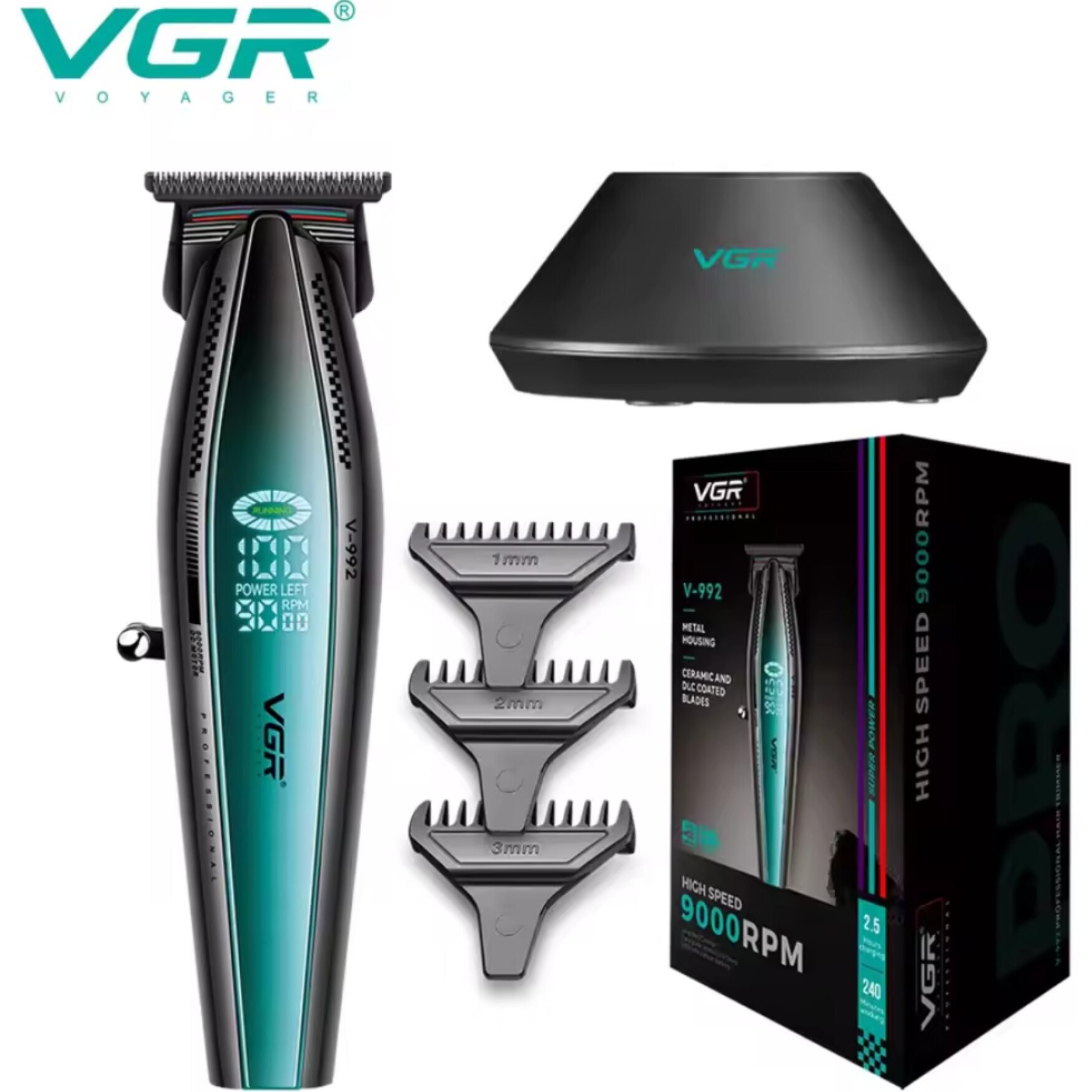 ماشین اصلاح وی جی آر مدل V-992 با تیغه سرامیک و ضد آب