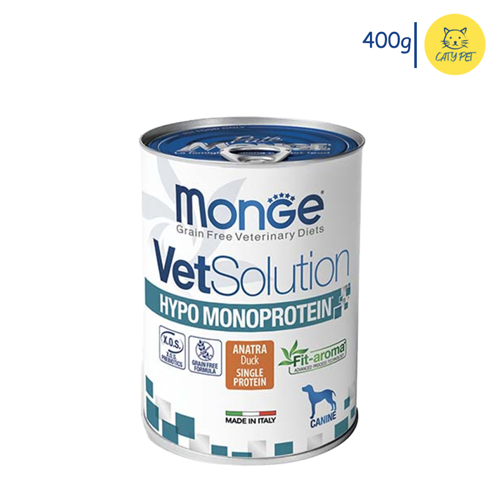 کنسرو درمانی سگ مونژه ضد حساسیت تک پروتئین Canine Hypo Monoprotein گوشت اردک وزن 400 گرم