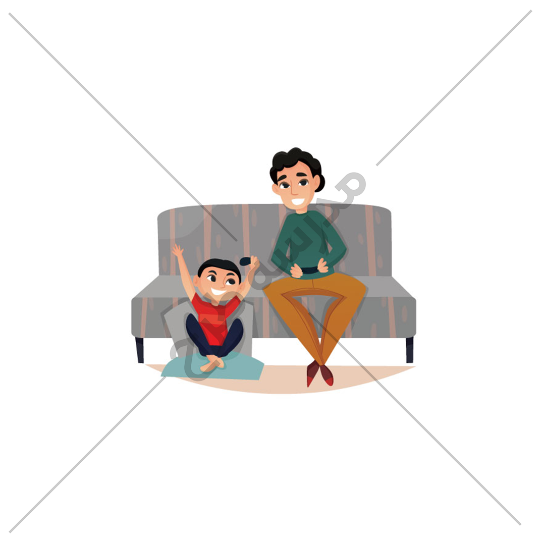 وکتور پدر و فرزند روی مبل