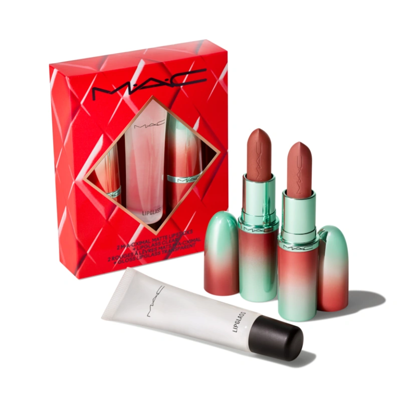 پک رژ لب و لیپ گلاس مک مدل MACximal Matte Lipsticks + Lipglass Clear