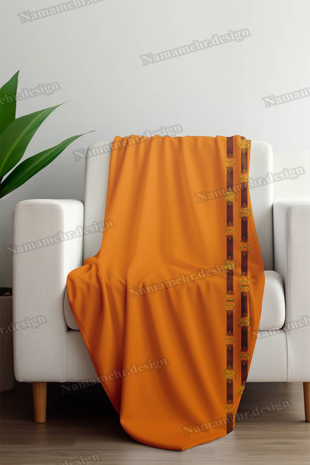 شال مبل طرح هرمس رنگ نارنجی کد L025