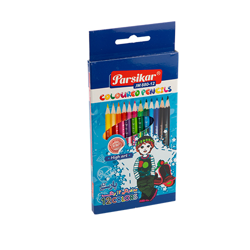 مداد رنگی 12 رنگ جعبه مقوایی کشویی JM880-12 پارسیکار - پسر