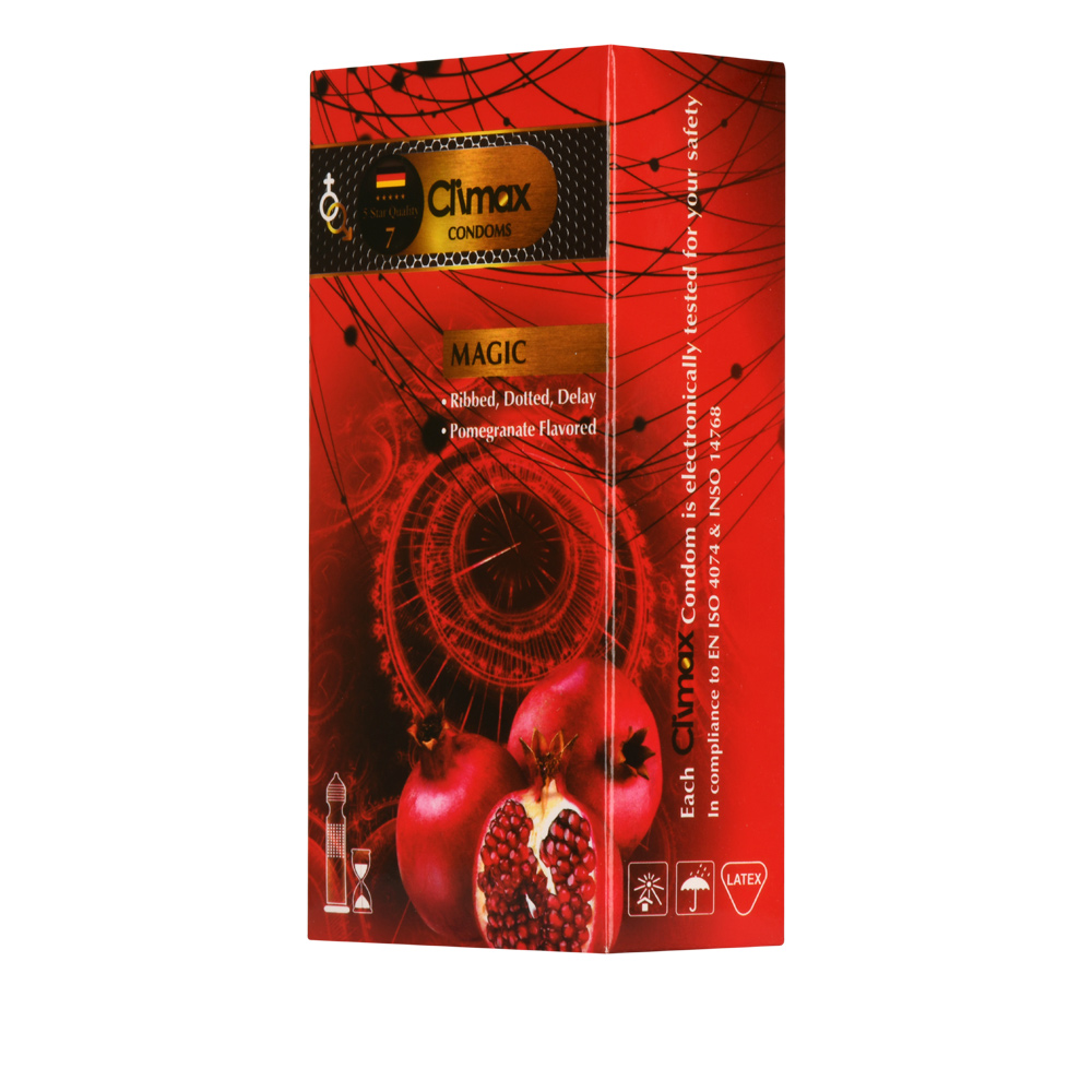 کاندوم خاردار و شیار دار انار کلایمکس مدل Magic بسته 12 عددی
