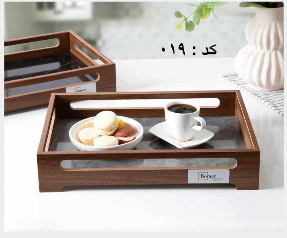 سینی چوبی مستطیل کف سنگ پایه دار