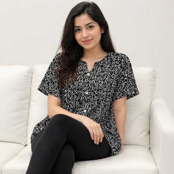 شومیز زنانه آستین کوتاه طرح گلدار