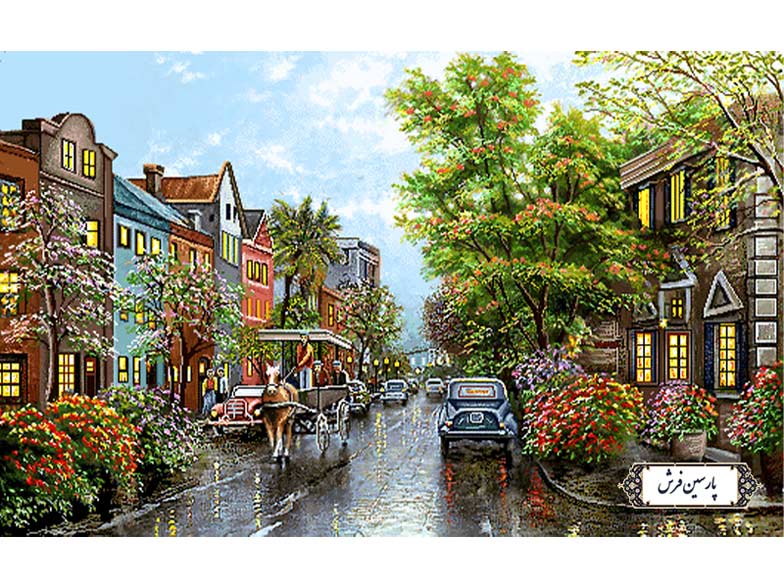 نخ و نقشه تابلو فرش منظره دیدنی شهر - کد NV875