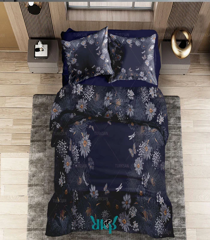 روتختی آبی گلدار دونفره کد d582