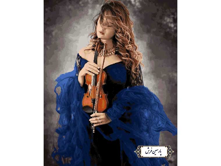 نخ و نقشه تابلو فرش دختر ویولن زن - کد NC6396