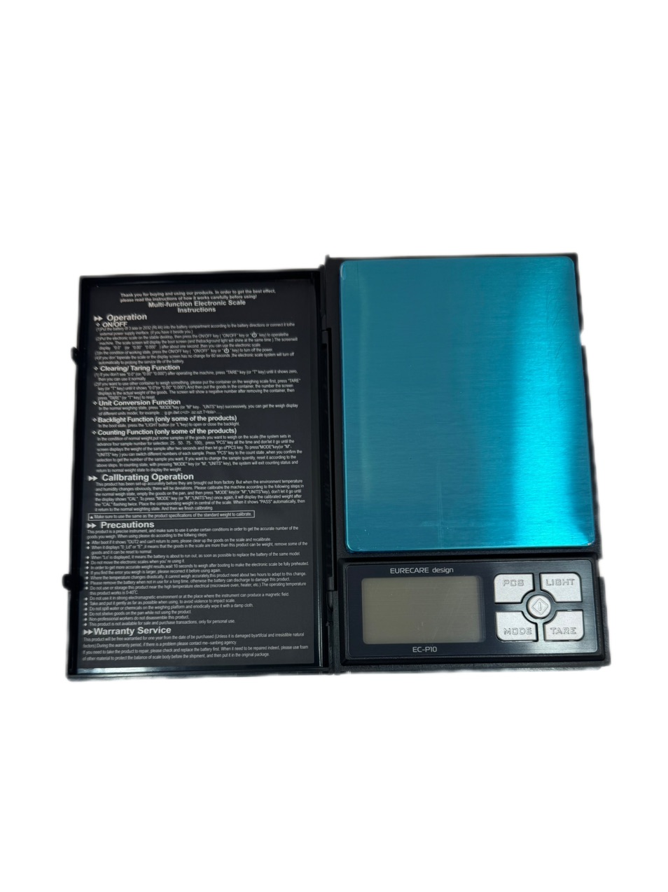 ترازو گرمی دیجیتال نوت بوکی EURECARE مدلEC-P10