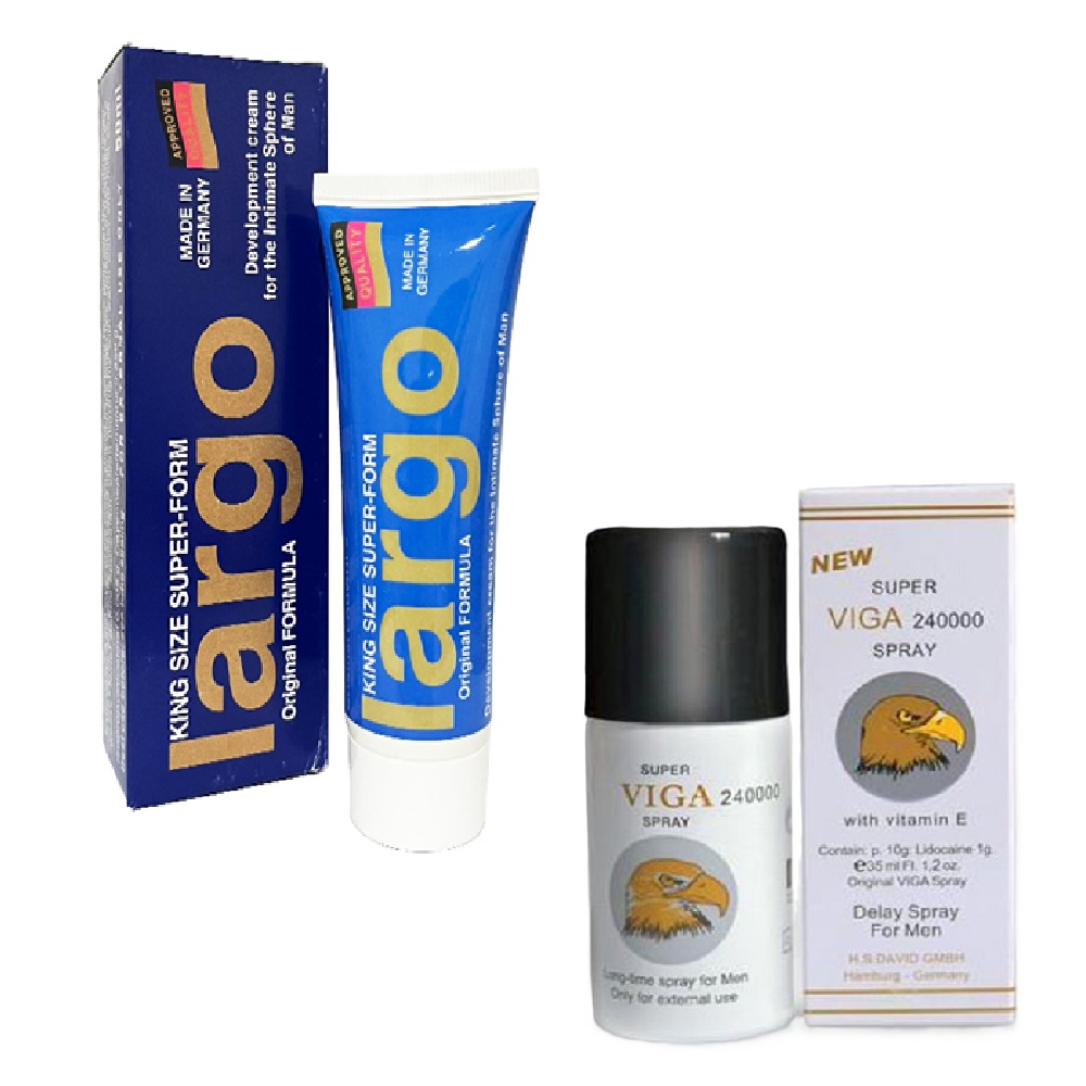 اسپری ویگا تاخیری 240 هزار اصل المانی+ کرم حجم دهنده و افزایش سایز و تقویت نعوظ لارگو ( پکیج زناشویی )