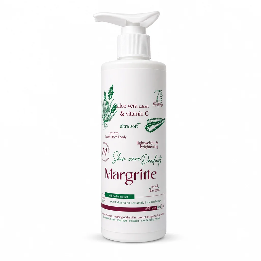 کرم مرطوب کننده آلوئه ورا و ویتامین C مارگریت 250 میلی لیتر پمپی Margritte Aloe Vera and Vitamin C Moisturizing 250 ml