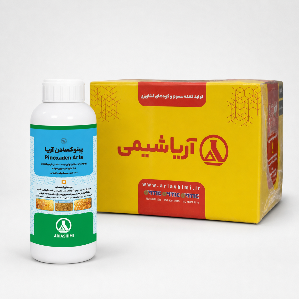 علف کش پینوکسادن + کلوکوئینتوست مکسیل (آکسیال) ۵٪ EC آریاشیمی – بطری ۱ لیتری (فروش عمده – کارتن ۱۲ عددی)