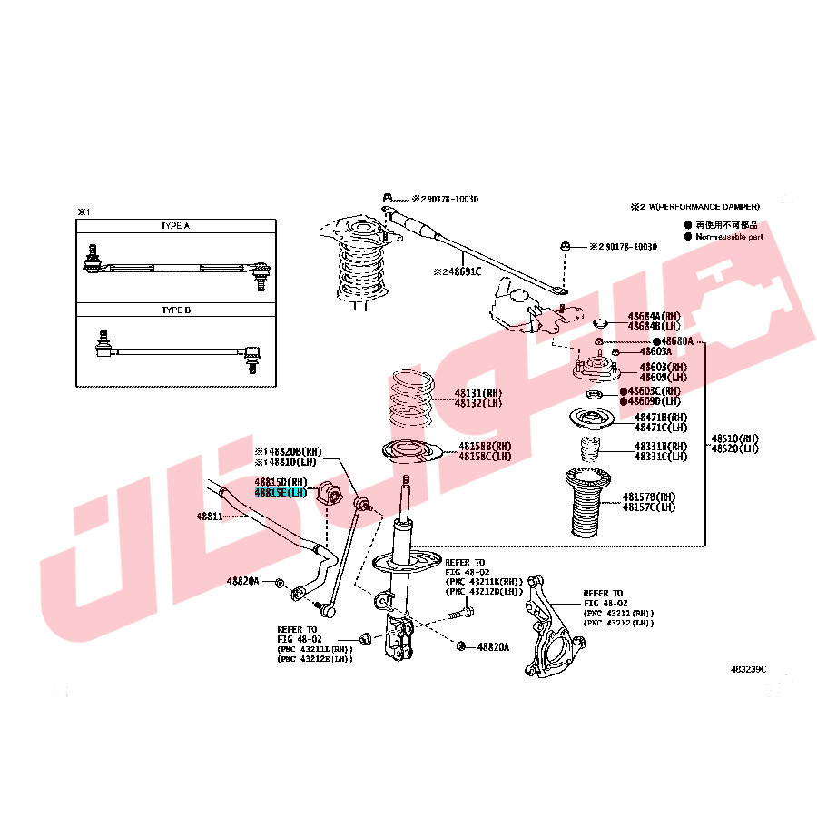 لاستیک چاکدار جلو چپ لکسوس CT200 مدل 2014-2012