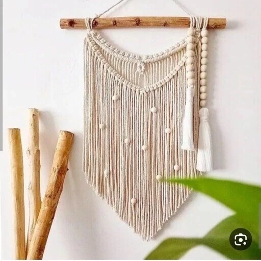 دیوارکوب مکرومه با مهره چوبی