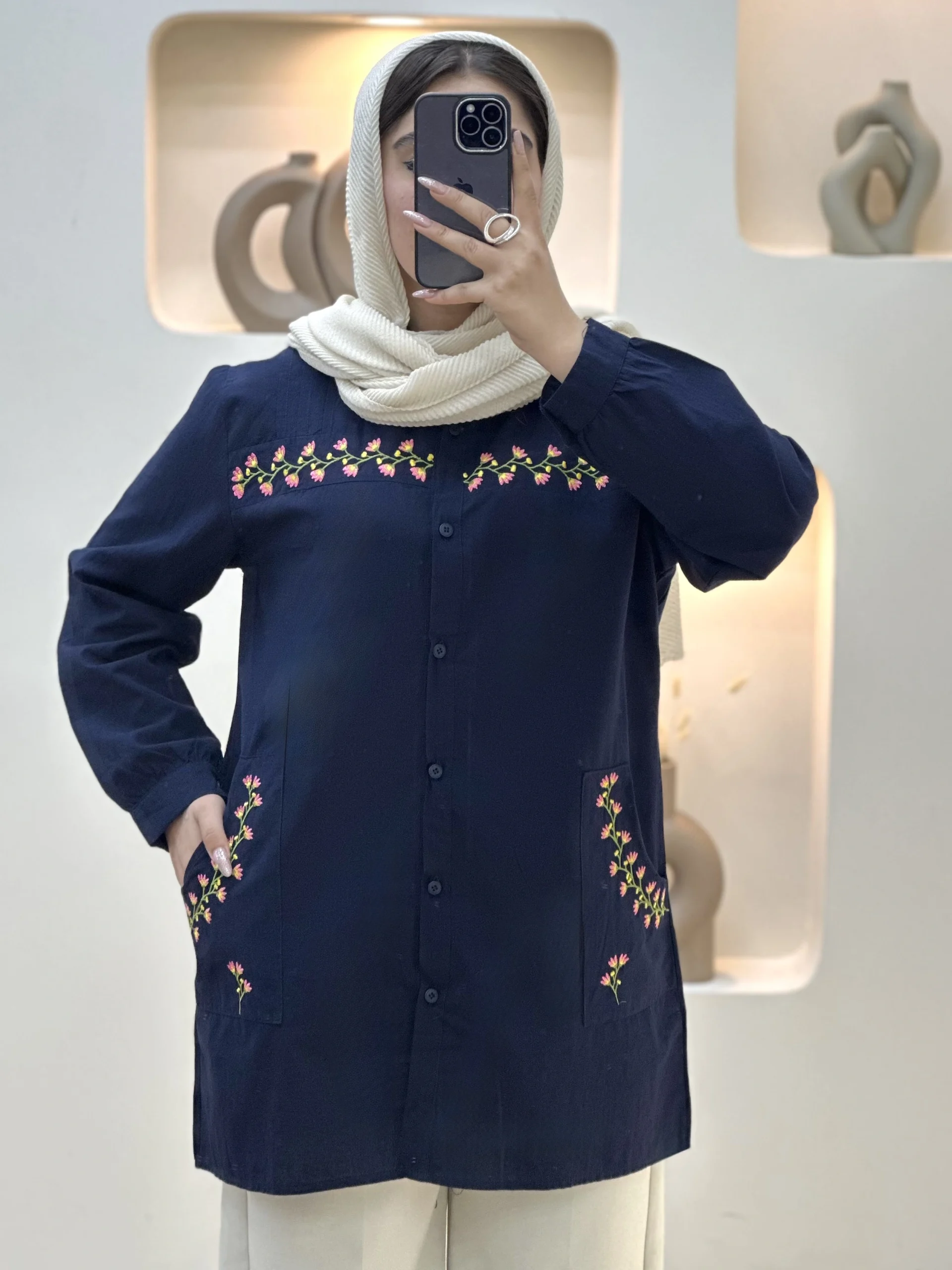 شومیز الیاف گل یاسمن-204422 - سورمهای