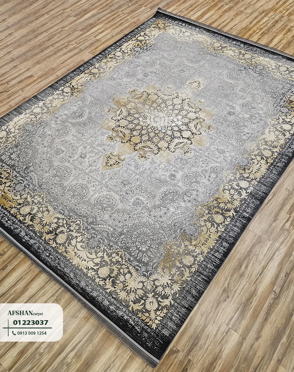 فرش 1200 شانه گل برجسته طرح وینتیج رژا کد 01223037 آرین