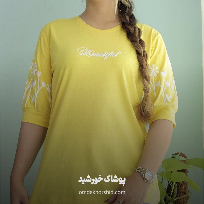تیشرت قواره دار آستین گل