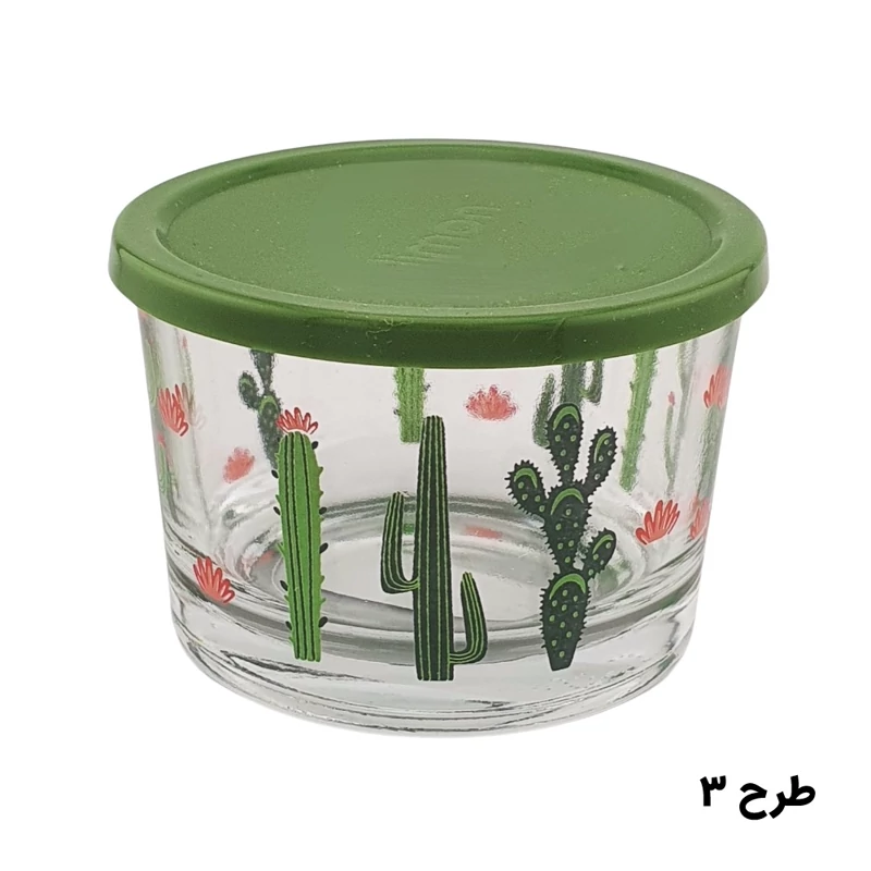 ظرف شیشه ای دربدار 190 میلی لیتر چاپدار لیمون کد 206835 - کاکتوس 3