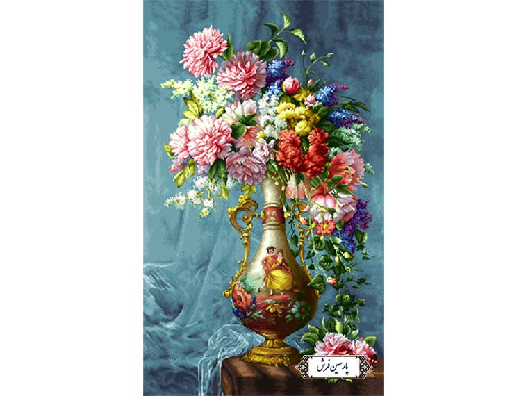 نخ و نقشه تابلو فرش گل و گلدان درباری - کد NG1480