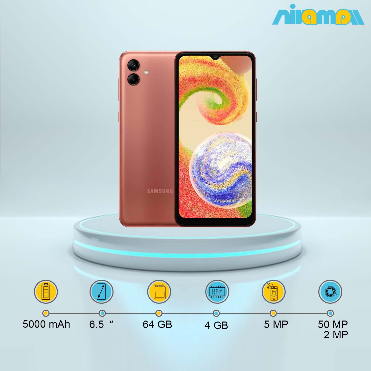 گوشی موبایل سامسونگ مدل Galaxy A04 دوسیم کارت ظرفیت 64 گیگابایت و رم 4 گیگابایت
