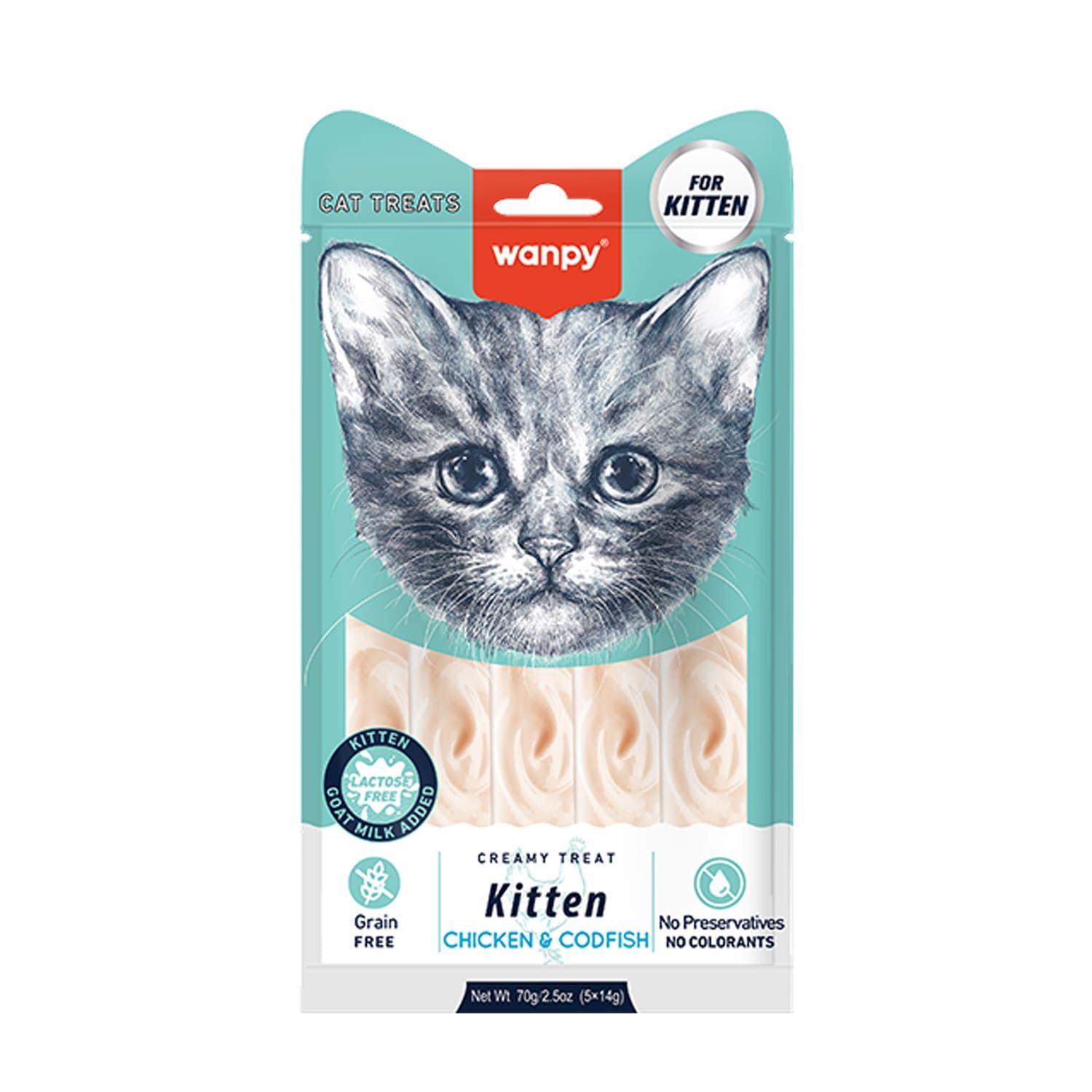 بستنی بچه گربه ونپی مدل Creamy treat kitten chicken & coldfish وزن 70 گرم