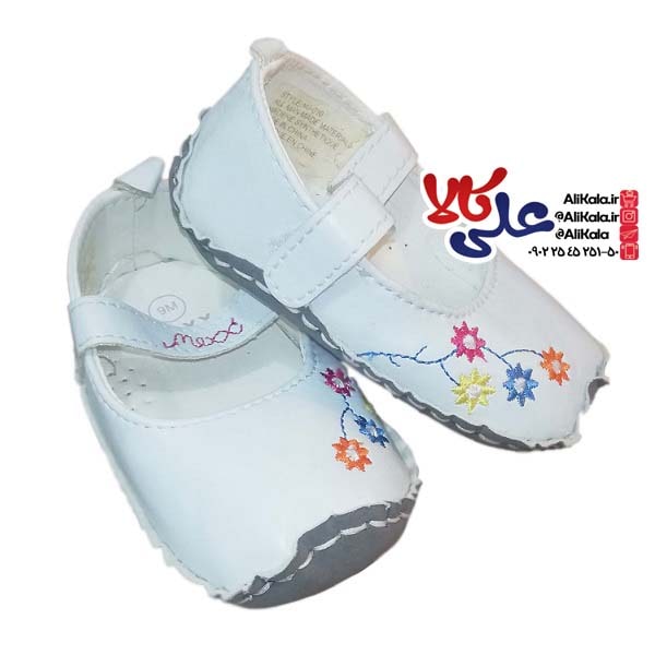 پاپوش دخترانه سفید طرح گلدوزی Mexx کد 10