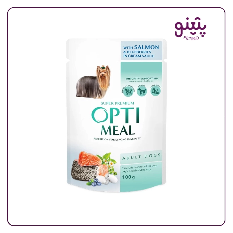 پوچ سگ اپتی میل با طعم سالمون و بلوبری در سس